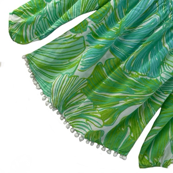 Lilly Pulitzer Enna Off-the-Shoulder Blouse Long Sleeve Pom Pom Hem Top‎ Size XS - Picture 3 of 8